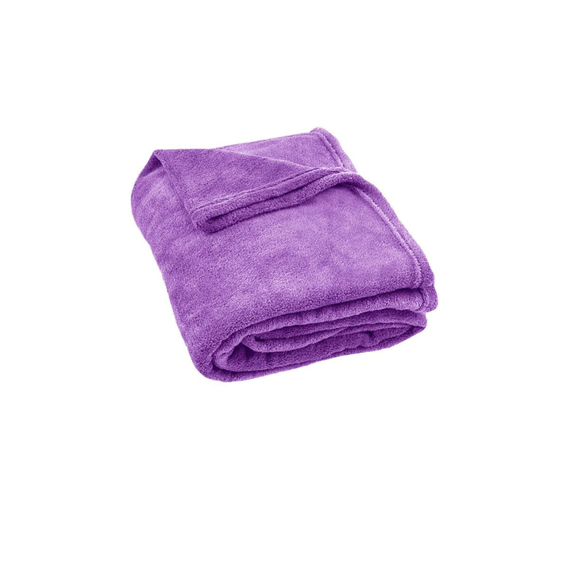 240GSM Urban Ultra Soft Coral Fleece Throw Rug 120 x 150cm Purple Payday Deals