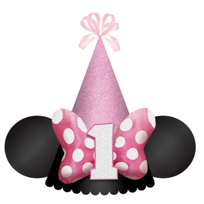 Minnie Mouse Forever 1st Birthday Deluxe Cone Party Hat x1