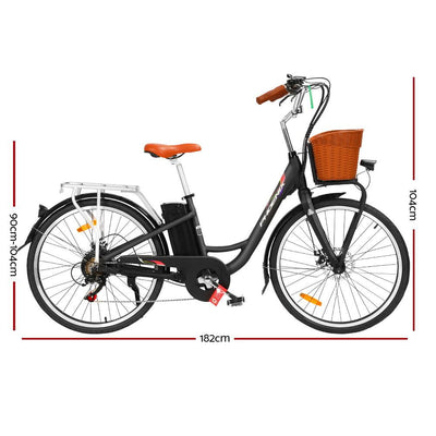 Phoenix 26" Electric Bike Bicycle eBike e-Bike Motorized City Battery Basket Black Payday Deals