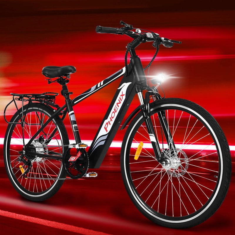 27" Electric Bike eBike e-Bike Mountain Bicycle City Battery Motorized Black