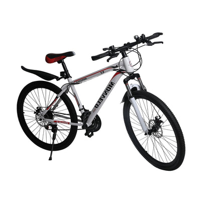 29'' Mountain Bicycle White Racing Bike 21 Speed Dual Disc Brake Carbon Steel Payday Deals