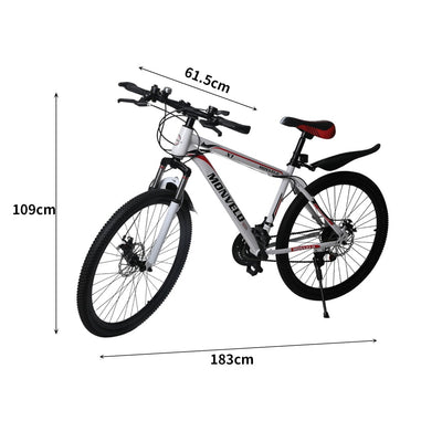 29'' Mountain Bicycle White Racing Bike 21 Speed Dual Disc Brake Carbon Steel Payday Deals