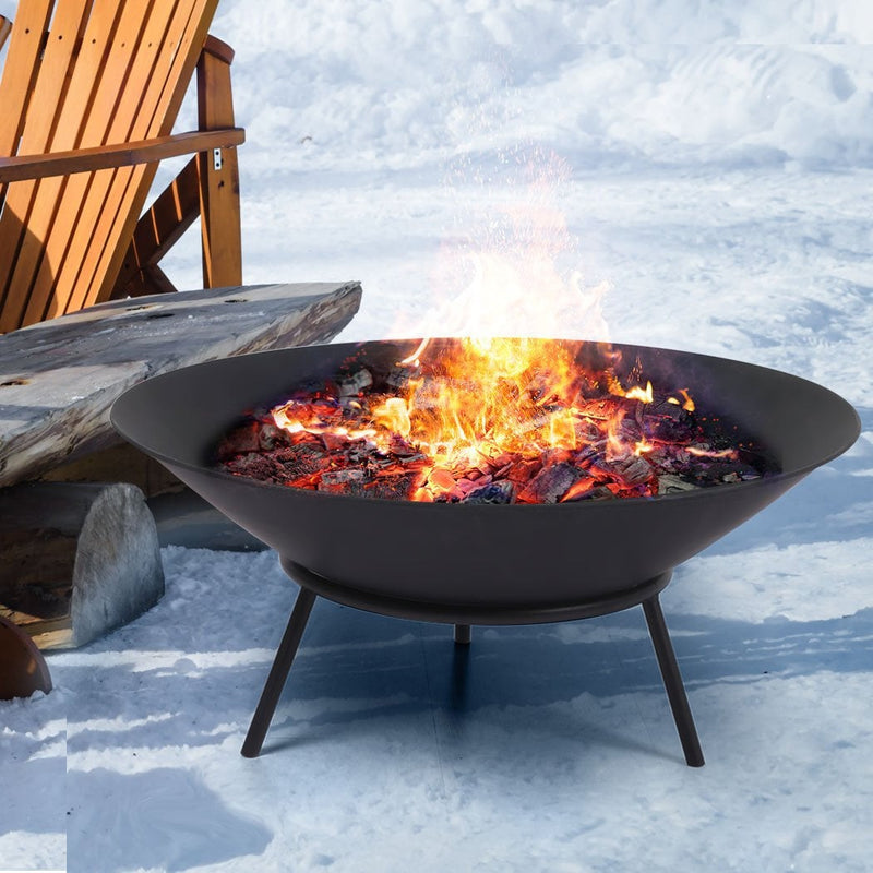 2IN1 Steel Fire Pit Bowl Firepit Garden Outdoor Patio Fireplace Heater 70cm Payday Deals