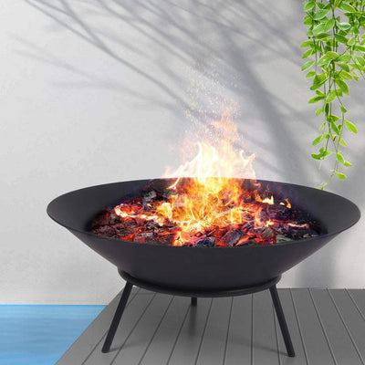 2IN1 Steel Fire Pit Bowl Firepit Garden Outdoor Patio Fireplace Heater 70cm Payday Deals