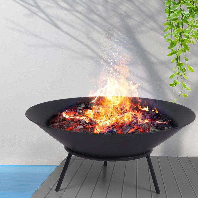 2IN1 Steel Fire Pit Bowl Firepit Garden Outdoor Patio Fireplace Heater 70cm Payday Deals