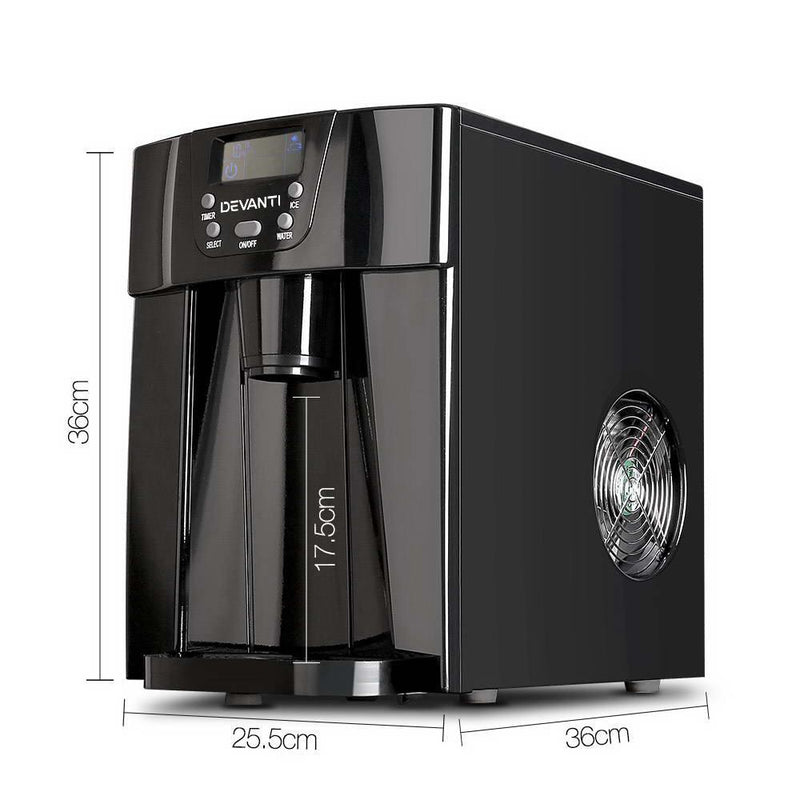 2L Portable Ice Cuber Maker & Water Dispenser - Black