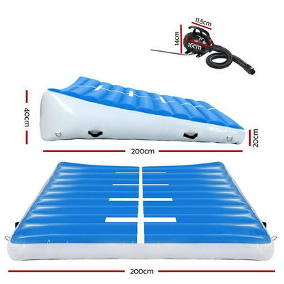 Everfit 2MX2MX0.4M Airtrack Inflatable Air Track Ramp with Pump Incline Mat Floor Gymnastics
