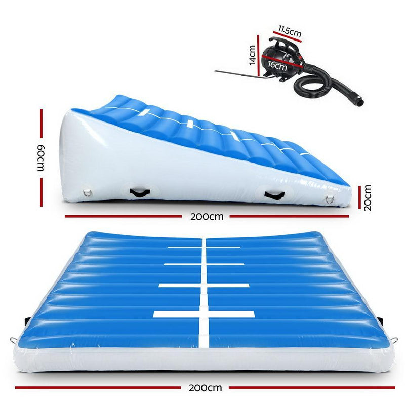 Everfit 2MX2MX0.6M Airtrack Inflatable Air Track Ramp with Pump Incline Mat Floor Gymnastics