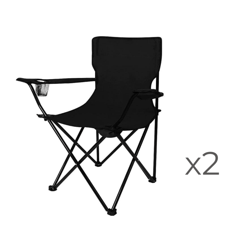 2Pcs Folding Camping Chairs Arm Foldable Portable Outdoor Fishing Picnic Chair Black Payday Deals