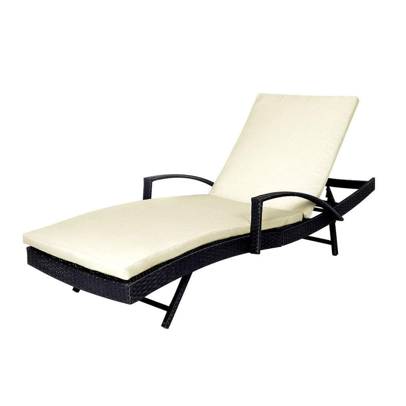 2PCS Levede Outdoor Sun Lounger Furniture Wicker Lounge Garden Patio Bed Cushion Payday Deals