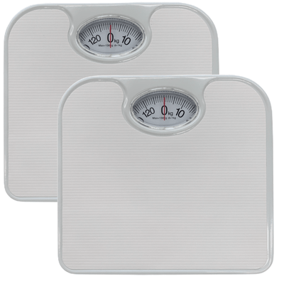 2x 130kg Mechanical Bathroom Scales Weight Checker Kilo Kg Kilograms - White Payday Deals