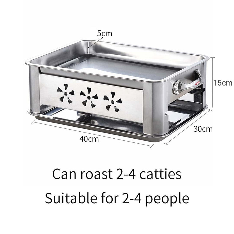 2X 40CM Portable Stainless Steel Outdoor Chafing Dish BBQ Fish Stove Grill Plate Payday Deals