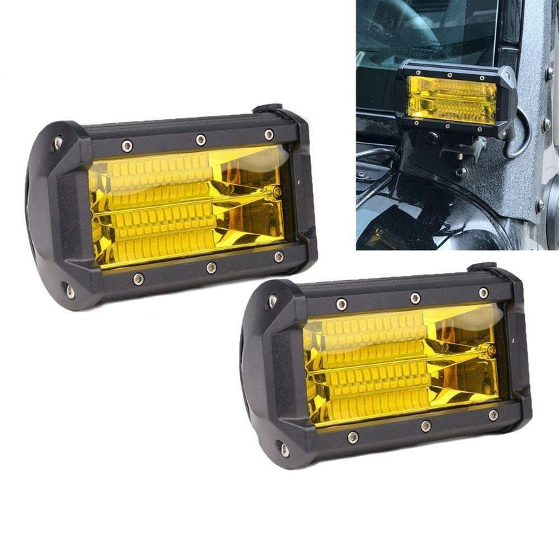 2x 5inch Flood LED Light Bar Offroad Boat Work Driving Fog Lamp Truck Yellow Payday Deals