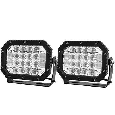 2X 7inch 5D Square LED Driving Light Bar Spot Flood Combo Offroad Boat Truck SUV