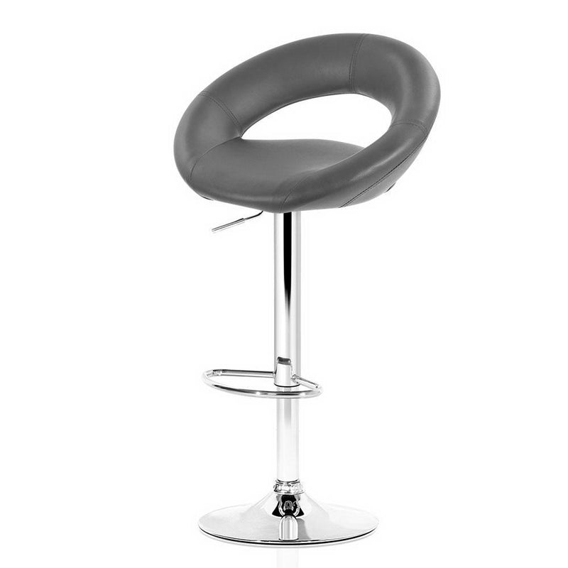 Artiss 2x Bar Stools Gas lift Swivel Chairs Kitchen Leather Chrome Grey Payday Deals