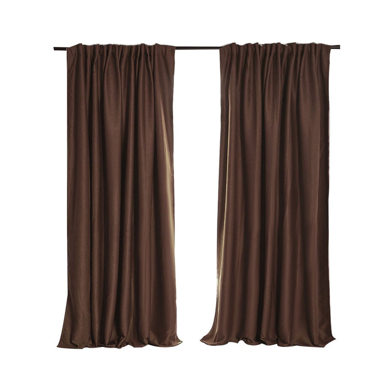 2X Blockout Curtains Curtain Blackout Bedroom 180cm x 230cm Stone Payday Deals