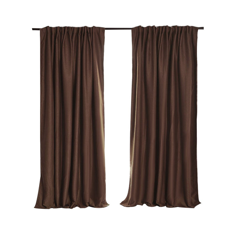 2X Blockout Curtains Curtain Blackout Bedroom 240cm x 230cm Stone Payday Deals