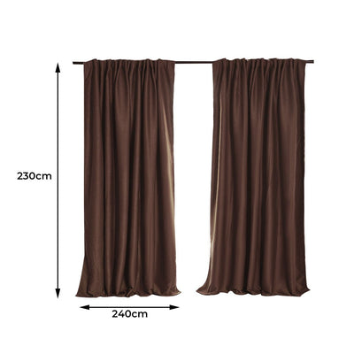 2X Blockout Curtains Curtain Blackout Bedroom 240cm x 230cm Stone Payday Deals