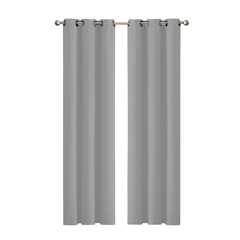 2x Blockout Curtains Panels 3 Layers Eyelet Room Darkening 132x213cm Grey Payday Deals