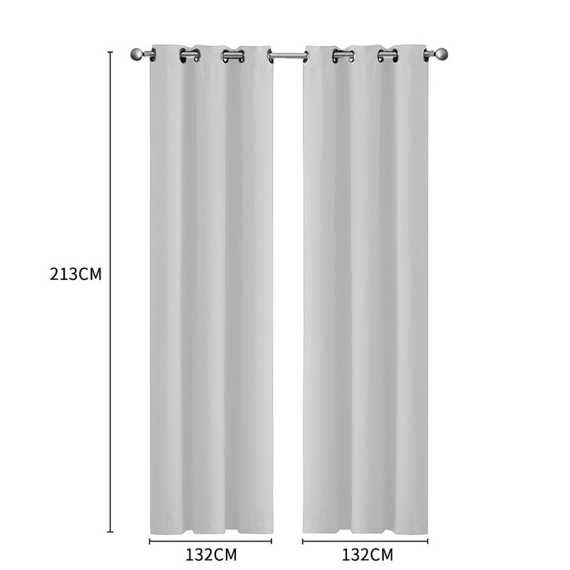 2x Blockout Curtains Panels 3 Layers Eyelet Room Darkening 132x213cm Grey Payday Deals