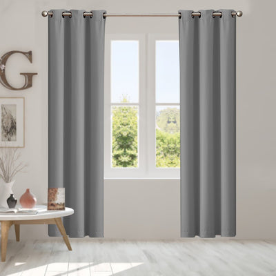 2x Blockout Curtains Panels 3 Layers Eyelet Room Darkening 132x213cm Grey Payday Deals