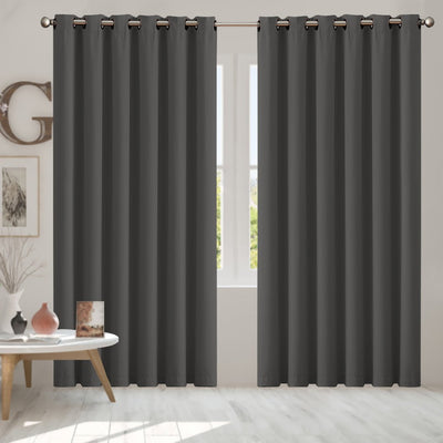 2x Blockout Curtains Panels 3 Layers Eyelet Room Darkening 240x230cm Charcoal Payday Deals