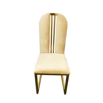 2X Dining Chair Stainless Gold Frame & Seat Beige Fabric Payday Deals