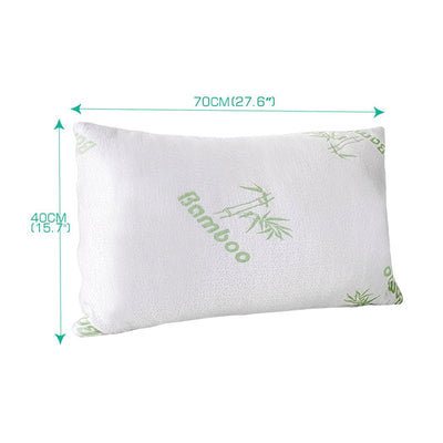 2x DreamZ Luxury Natural Memory Foam Bed Pillows Bamboo Fabric Cover 70x40cm Payday Deals