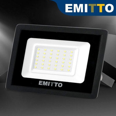 2x Emitto LED Flood Light 30W Outdoor Floodlights Lamp 220V-240V Cool White