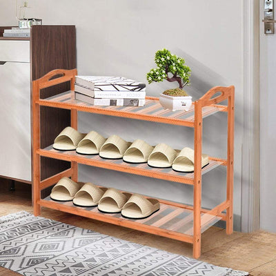 2x Levede 3 Tier Bamboo Shoe Rack Shoes Organizer Storage Shelves Stand Shelf Payday Deals