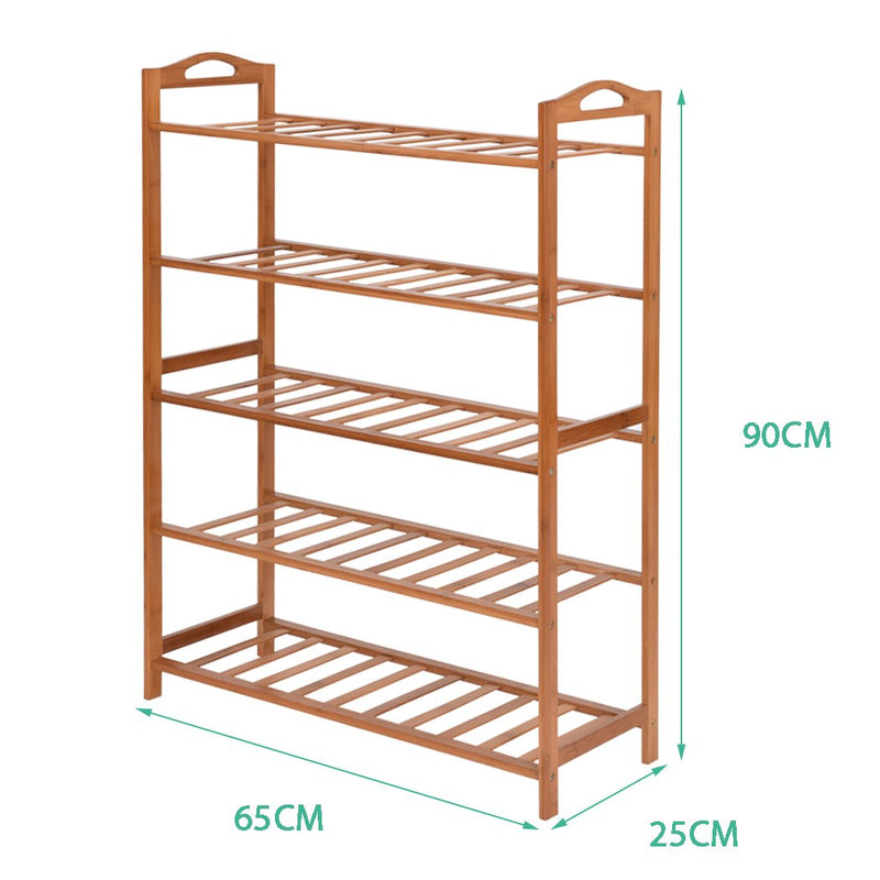 2x Levede 5 Tier Bamboo Shoe Rack Shoes Organizer Storage Shelves Stand Shelf Payday Deals