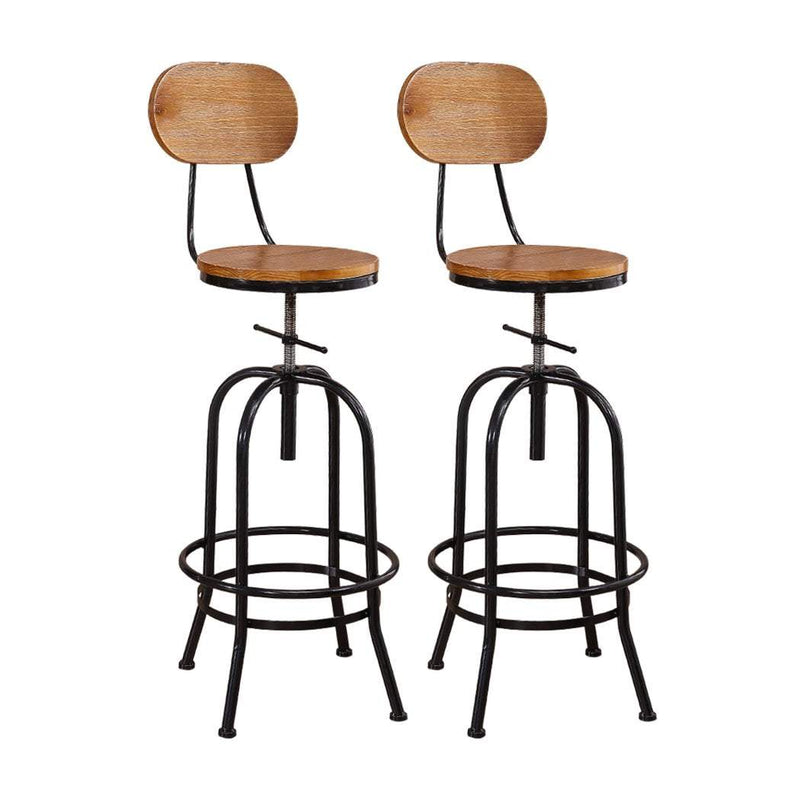 2x Levede Industrial Bar Stools Kitchen Stool Wooden Barstools Swivel Vintage Payday Deals