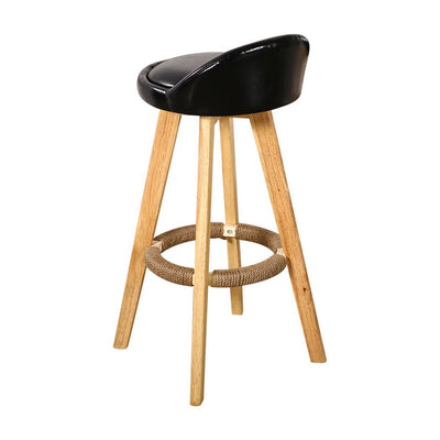 2x Levede Leather Swivel Bar Stool Kitchen Stool Dining Chair Barstools Black Payday Deals