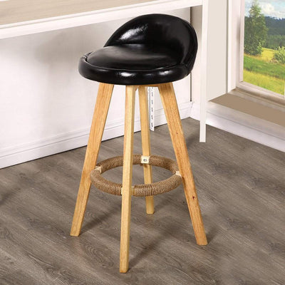 2x Levede Leather Swivel Bar Stool Kitchen Stool Dining Chair Barstools Black Payday Deals