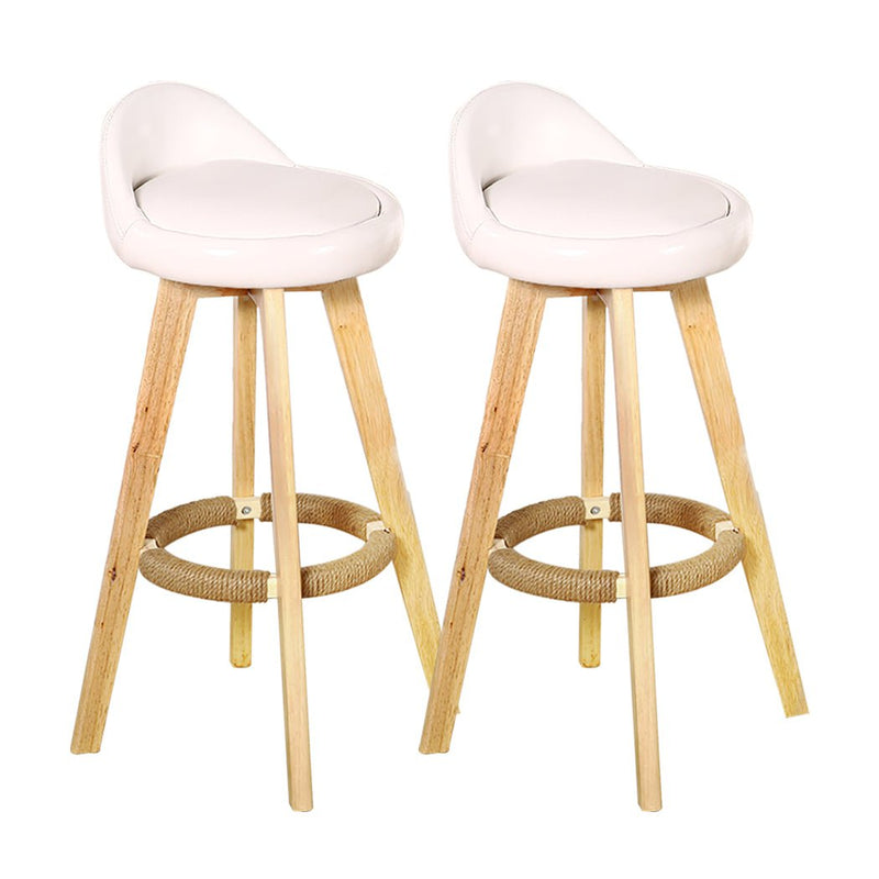 2x Levede Leather Swivel Bar Stool Kitchen Stool Dining Chair Barstools Cream Payday Deals