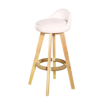 2x Levede Leather Swivel Bar Stool Kitchen Stool Dining Chair Barstools Cream Payday Deals