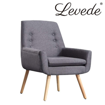 2x Levede Luxury Upholstered Armchair Dining Chair Accent Sofa Padded Fabric Payday Deals