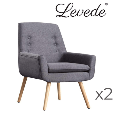 2x Levede Luxury Upholstered Armchair Dining Chair Accent Sofa Padded Fabric