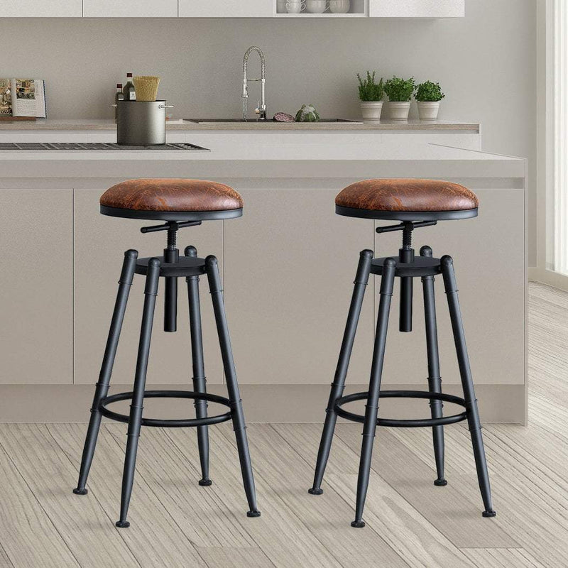 2x Levede Rustic Industrial Bar Stool Kitchen Stool Barstool Swivel Dining Chair Payday Deals