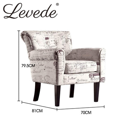 2x Levede Upholstered Armchair Dining Chairs Single Accent Sofa Padded Fabric Payday Deals