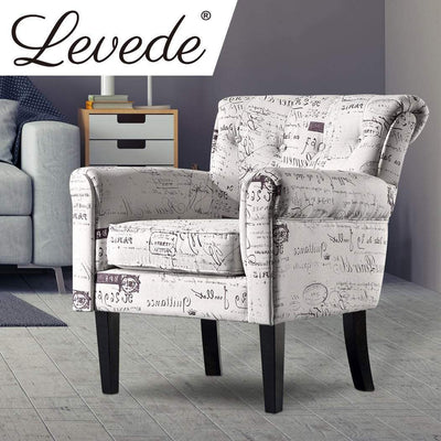 2x Levede Upholstered Armchair Dining Chairs Single Accent Sofa Padded Fabric Payday Deals