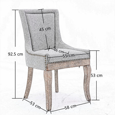 2X Solid Wood Fabric Upholstered Dining Chair Luxury Accent Chairs with Nailhead Payday Deals