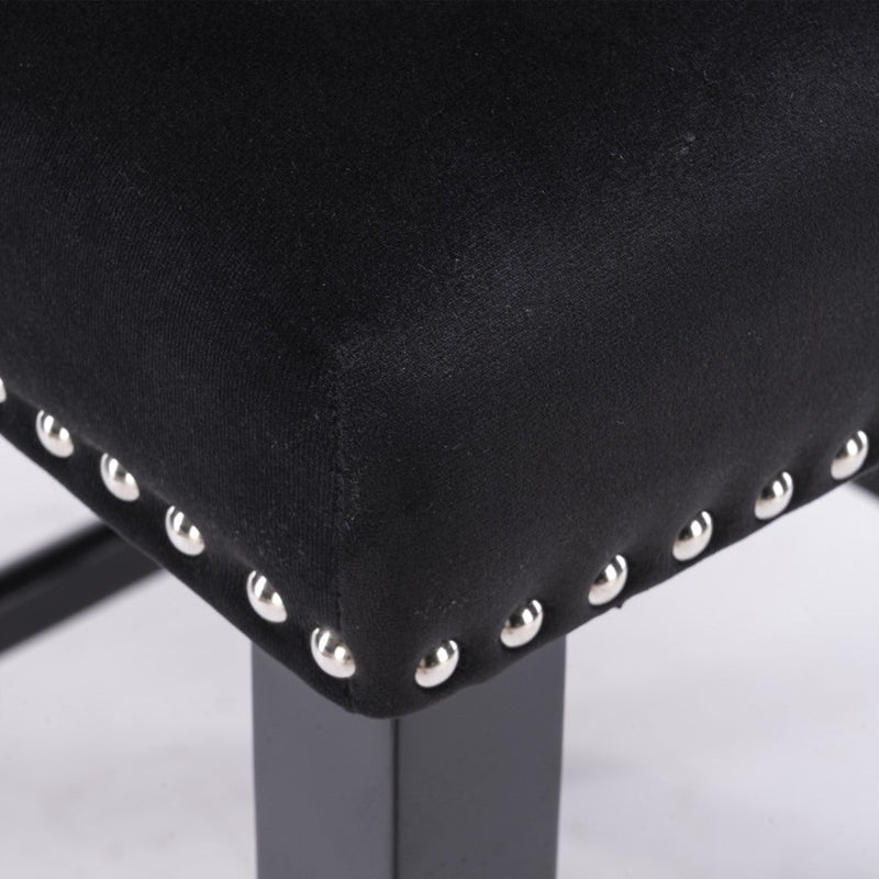 2x Velvet Upholstered Button Tufted Bar Stools with Wood Legs and Studs-Black Payday Deals