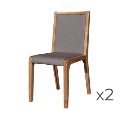 2x Wooden Frame Leatherette In Gray Fabric Dining Chairs with Wooden Legs - Payday Deals