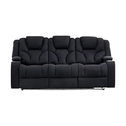 3+1+1 Seater Electric Recliner Stylish Rhino Fabric Black Lounge Armchair with LED Features Payday Deals