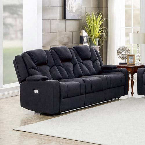 3+1+1 Seater Electric Recliner Stylish Rhino Fabric Black Lounge Armchair with LED Features Payday Deals