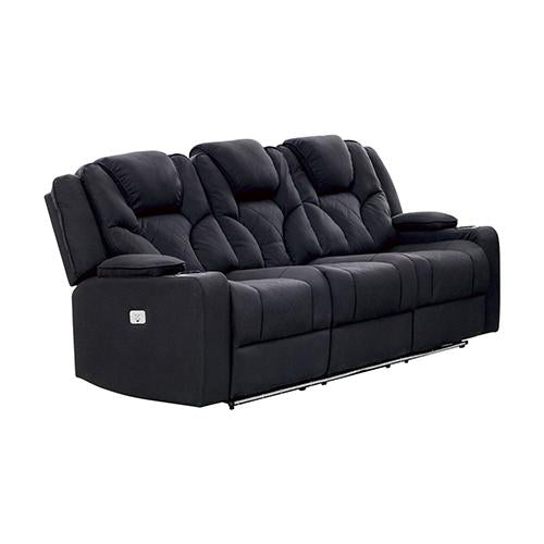 3+2+1 Seater Electric Recliner Stylish Rhino Fabric Black Lounge Armchair with LED Features Payday Deals
