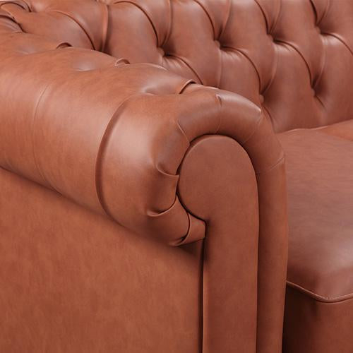 3+2 Seater Brown Sofa Lounge Chesterfireld Style Button Tufted in Faux Leather Payday Deals