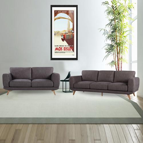 3+2 Seater Sofa Brown Fabric Lounge Set for Living Room Couch with Solid Wooden Frame Payday Deals