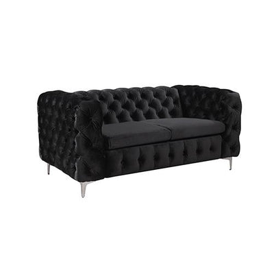 3+2 Seater Sofa Classic Button Tufted Lounge in Black Velvet Fabric with Metal Legs Payday Deals